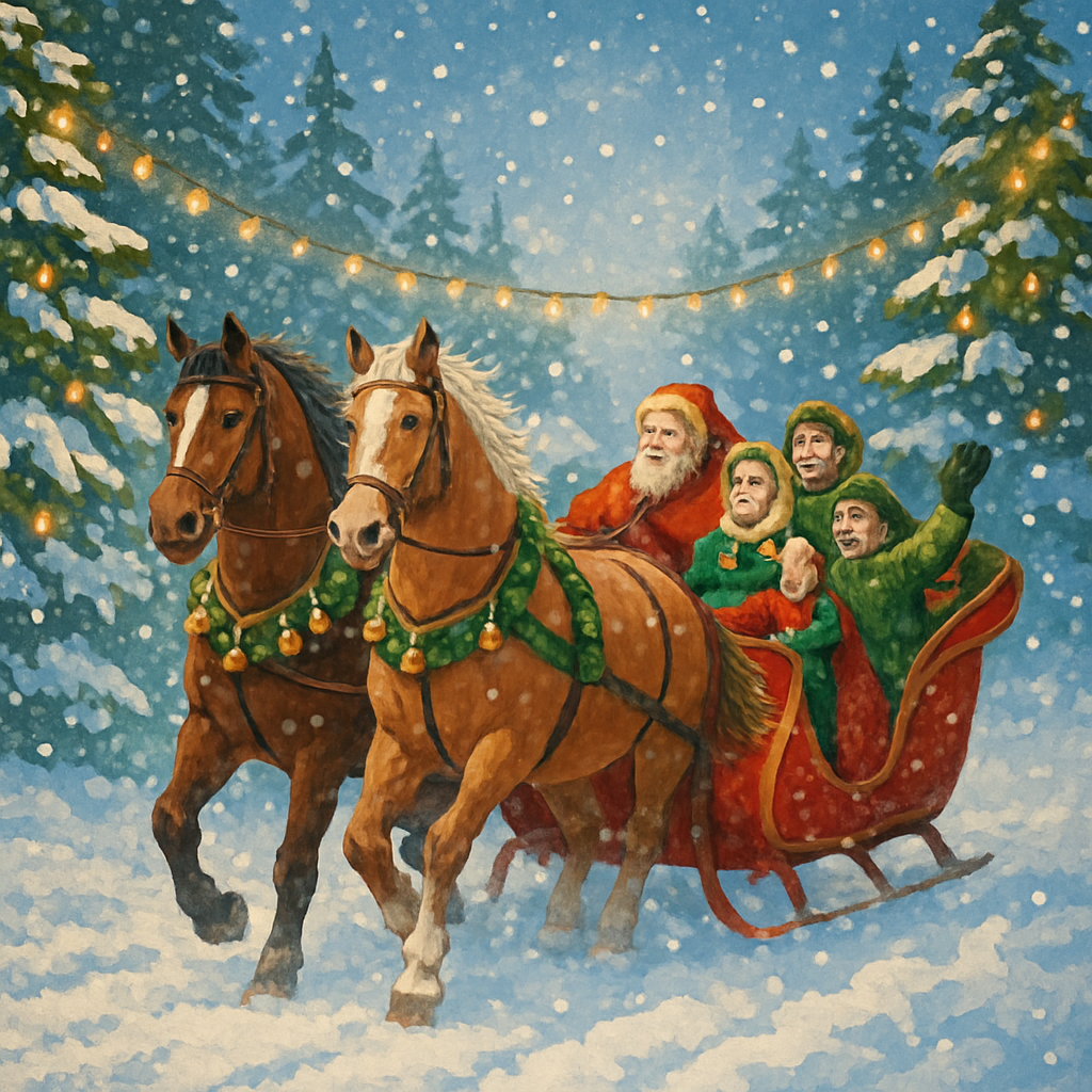 Sleigh Ride Under Garlanded Pines paint by color