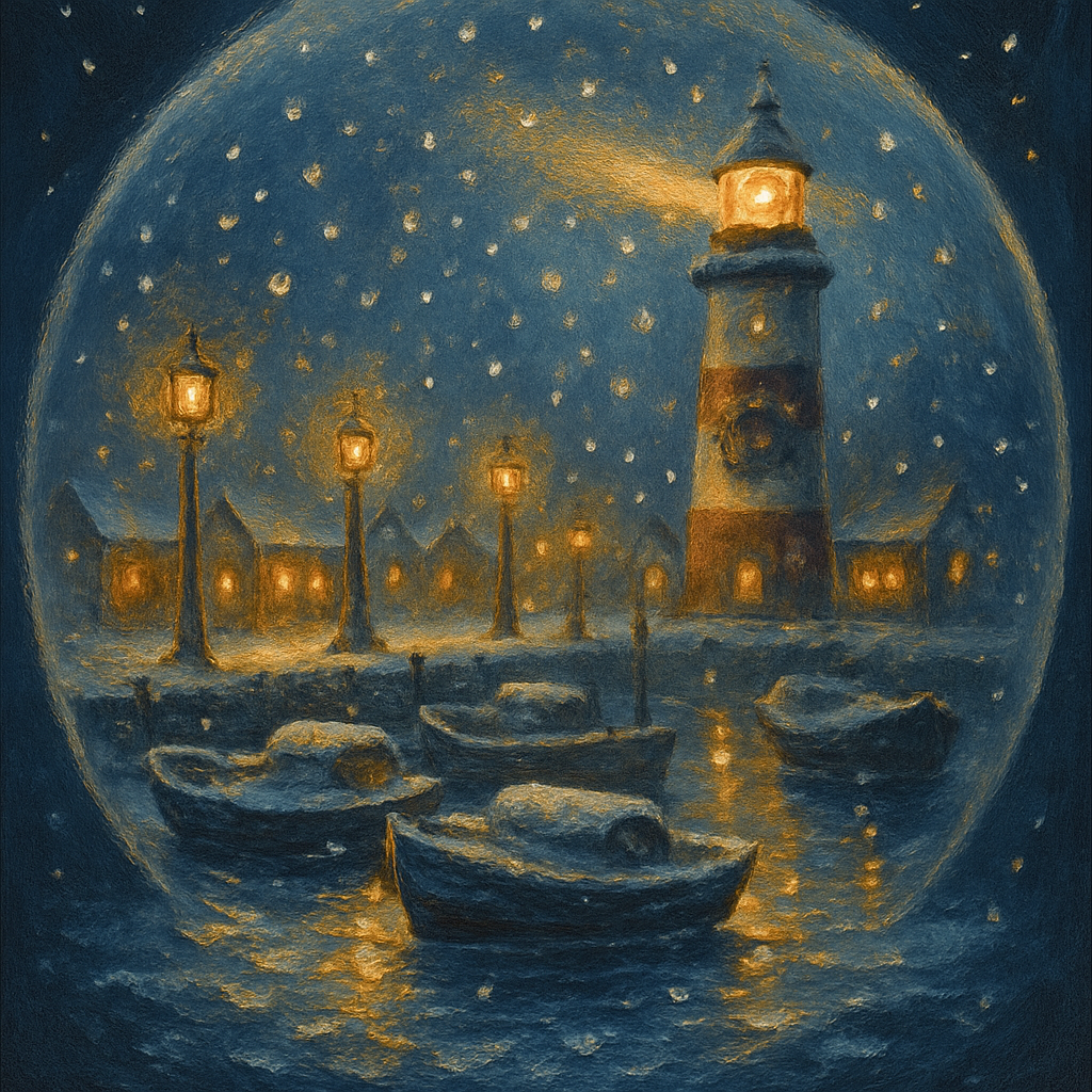 Snow Globe Harbor At Twilight DIY paint by numbers