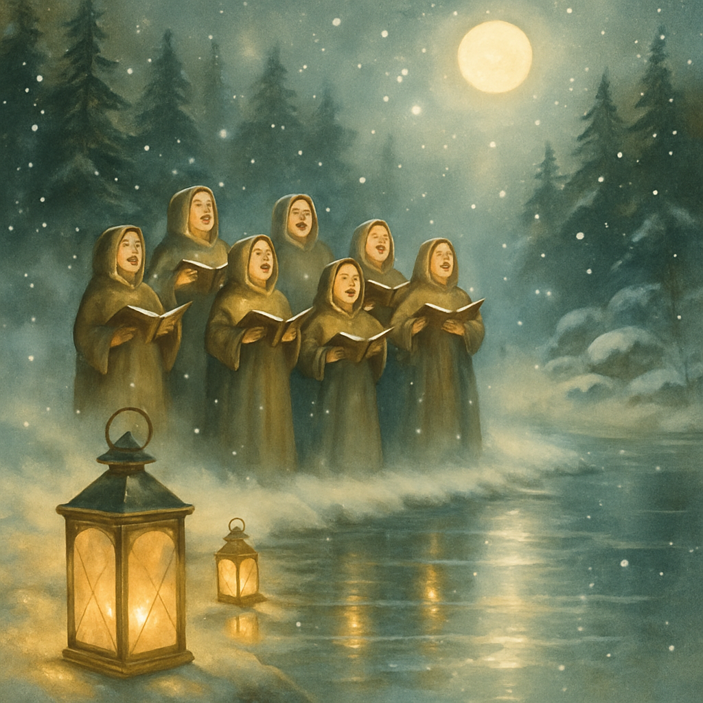 Midwinter Lantern Choir By The River Number painting