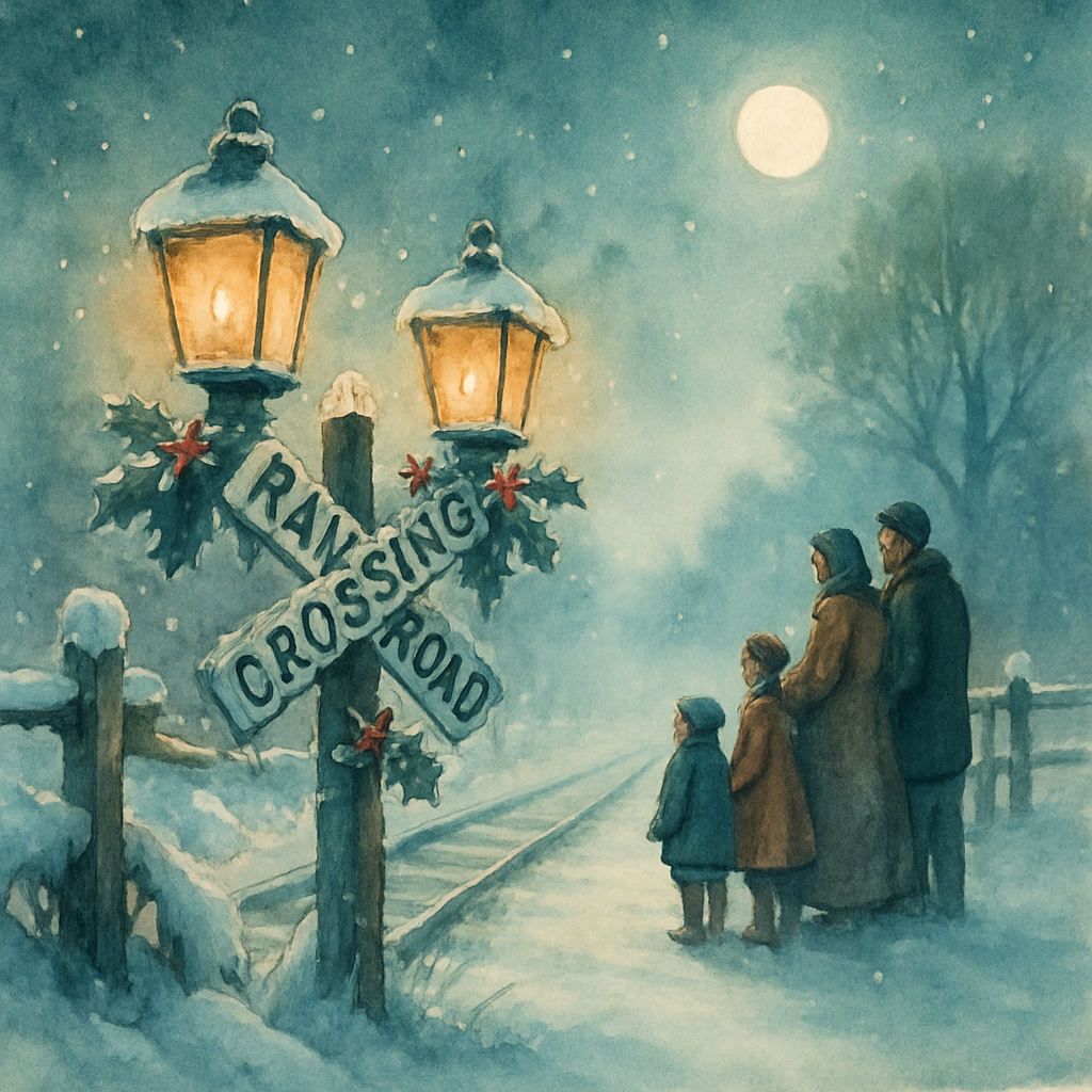 Frosted Lanterns At The Train Crossing Paint by numbers kits