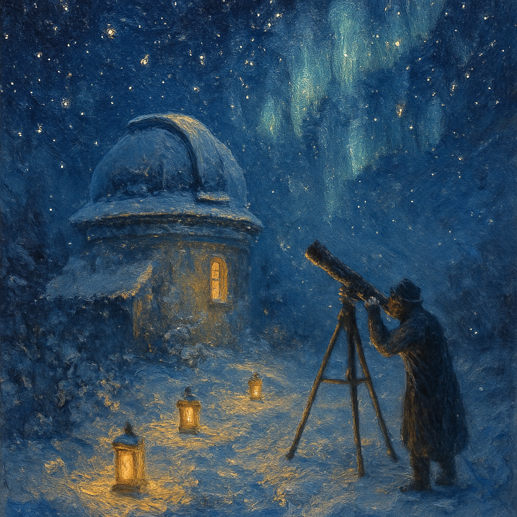 Quiet Snowbound Observatory Number painting