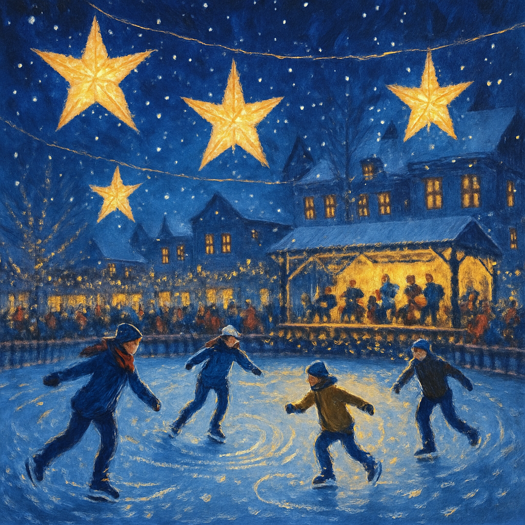 Star Lanterns Above The Ice Rink paint by color