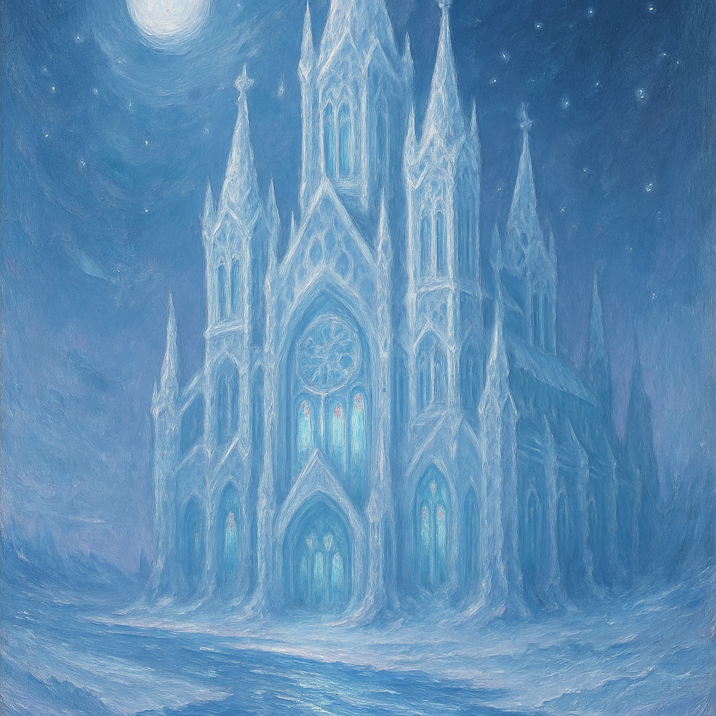 Moonlit Ice Cathedral Number painting