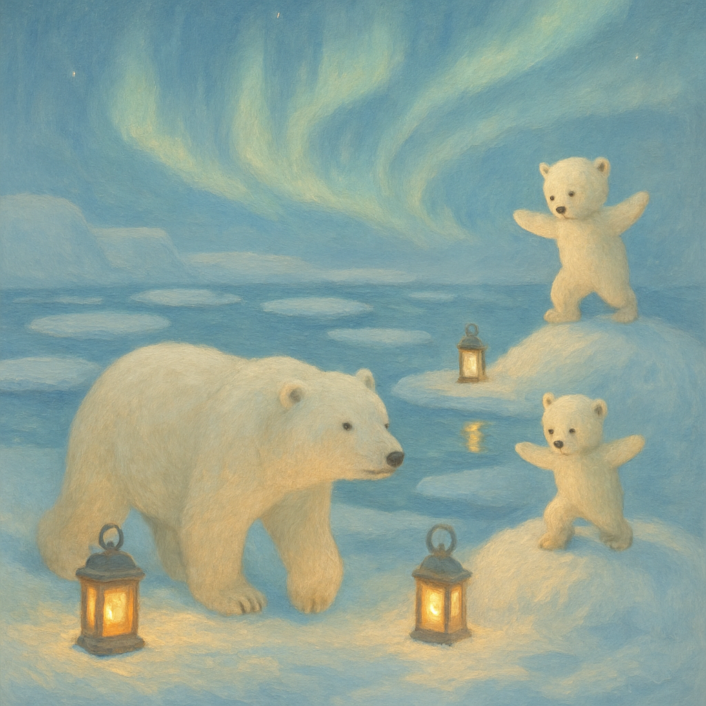 Polar Bear Lantern Family Numbered painting kits