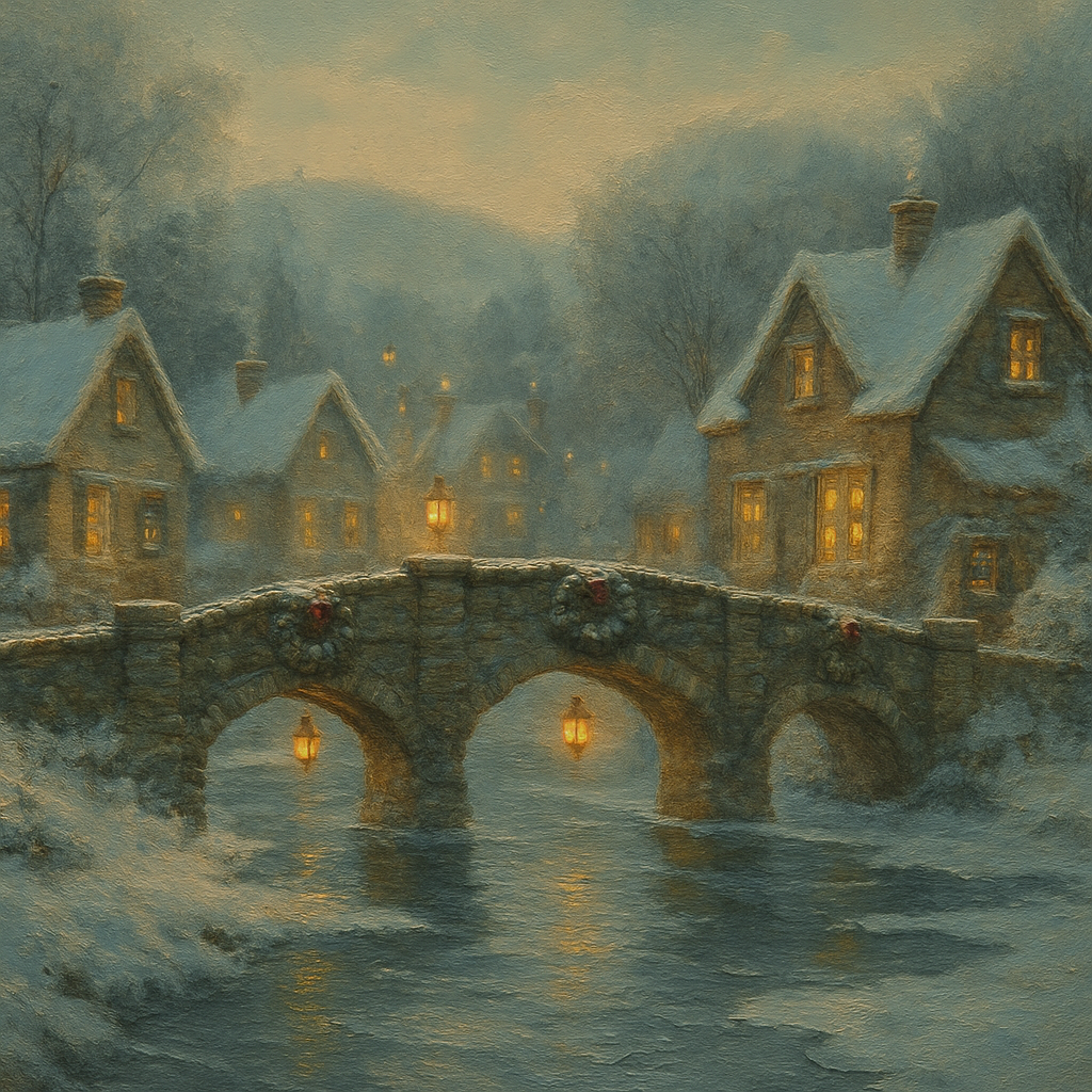 Snow Lantern Bridge Village paint by color