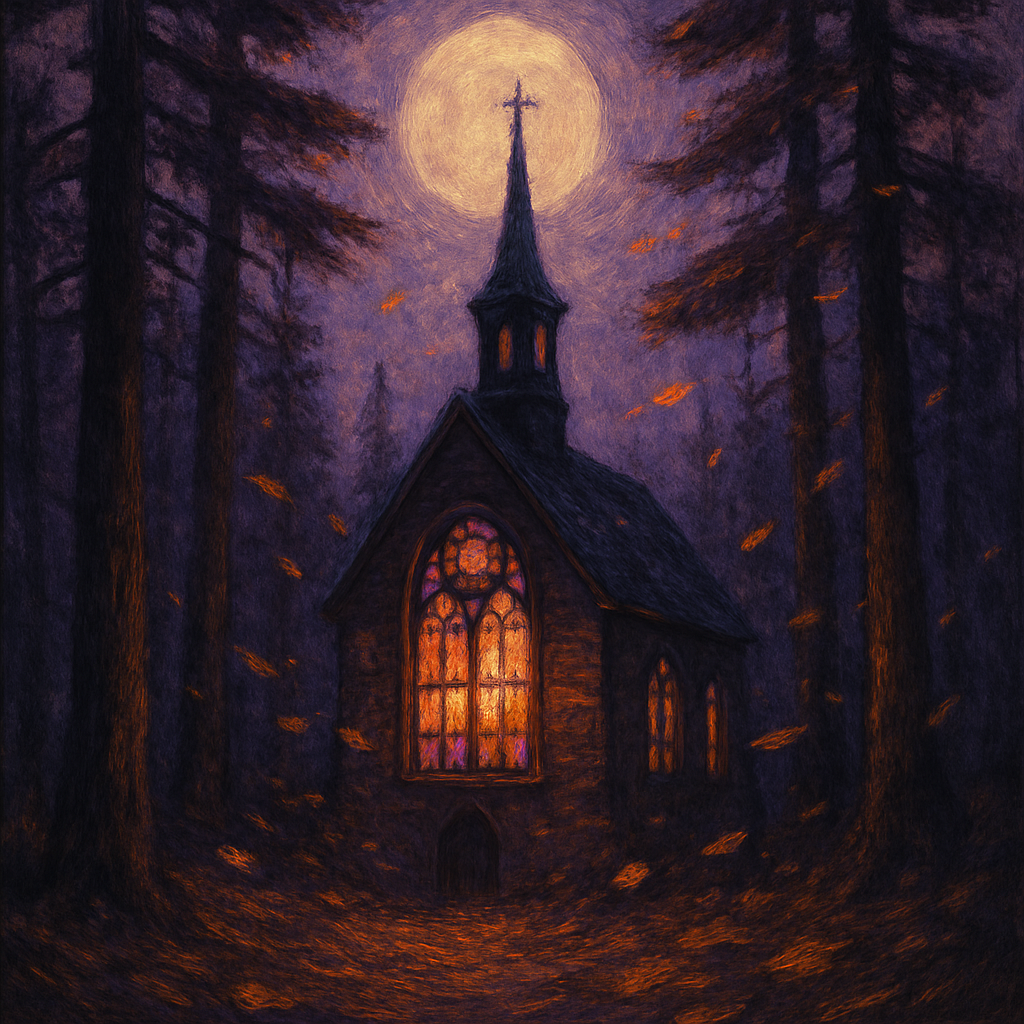 The Chapel Between Pines DIY paint by numbers