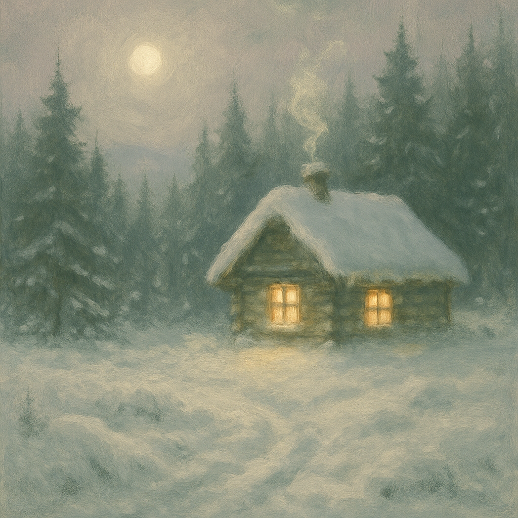 Quiet Cabin At Frosted Hollow Number painting