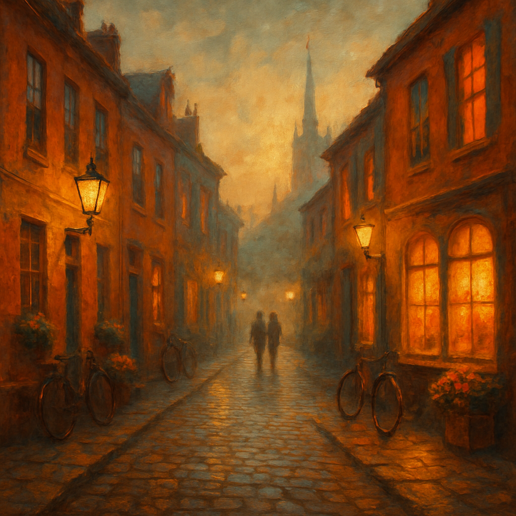 Sunset Lantern Lane Cityscape DIY paint by numbers