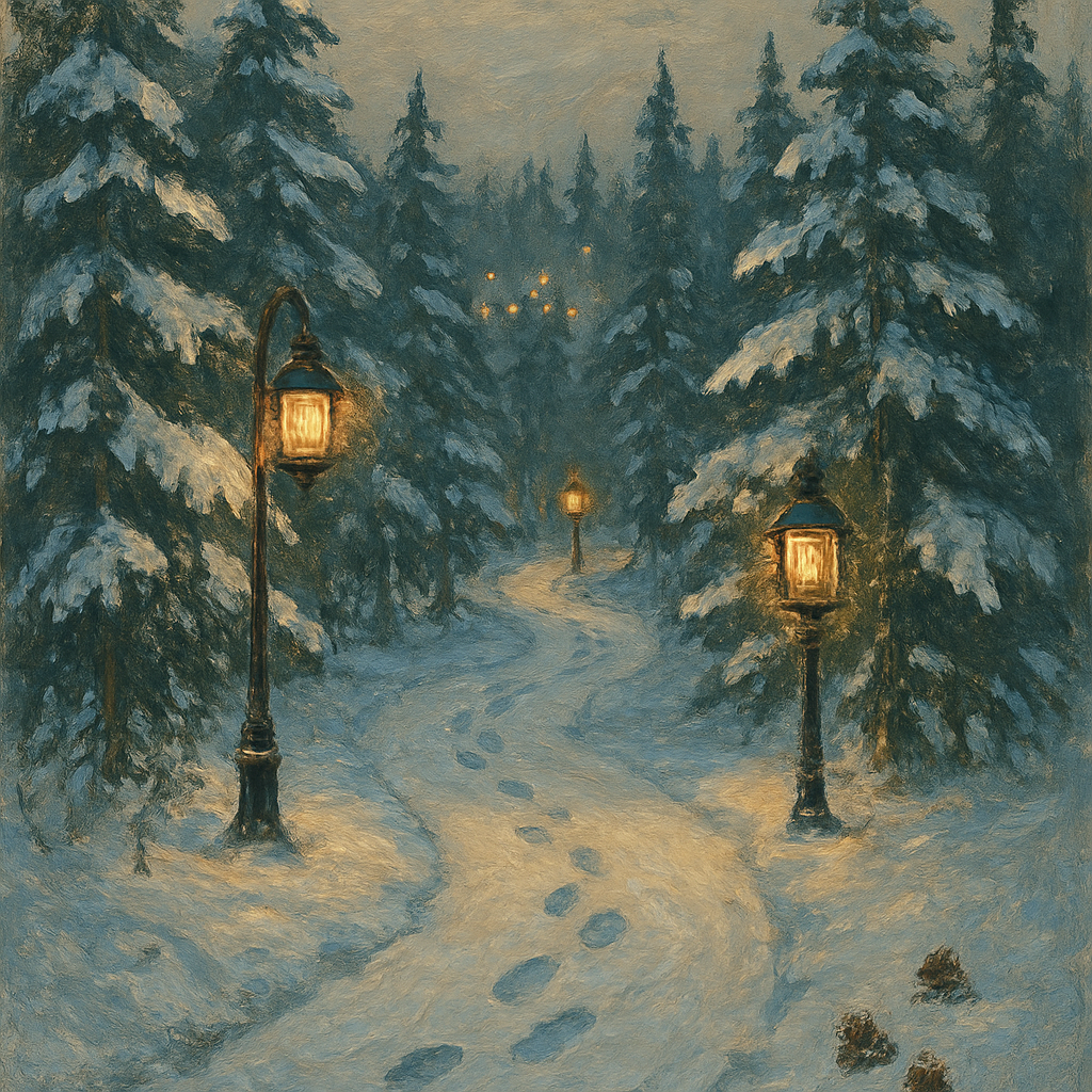 Evergreen Lantern Path Paint by numbers art