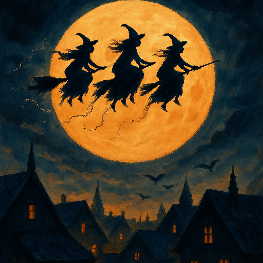 Witches Over The Amber Moon Paint by numbers art