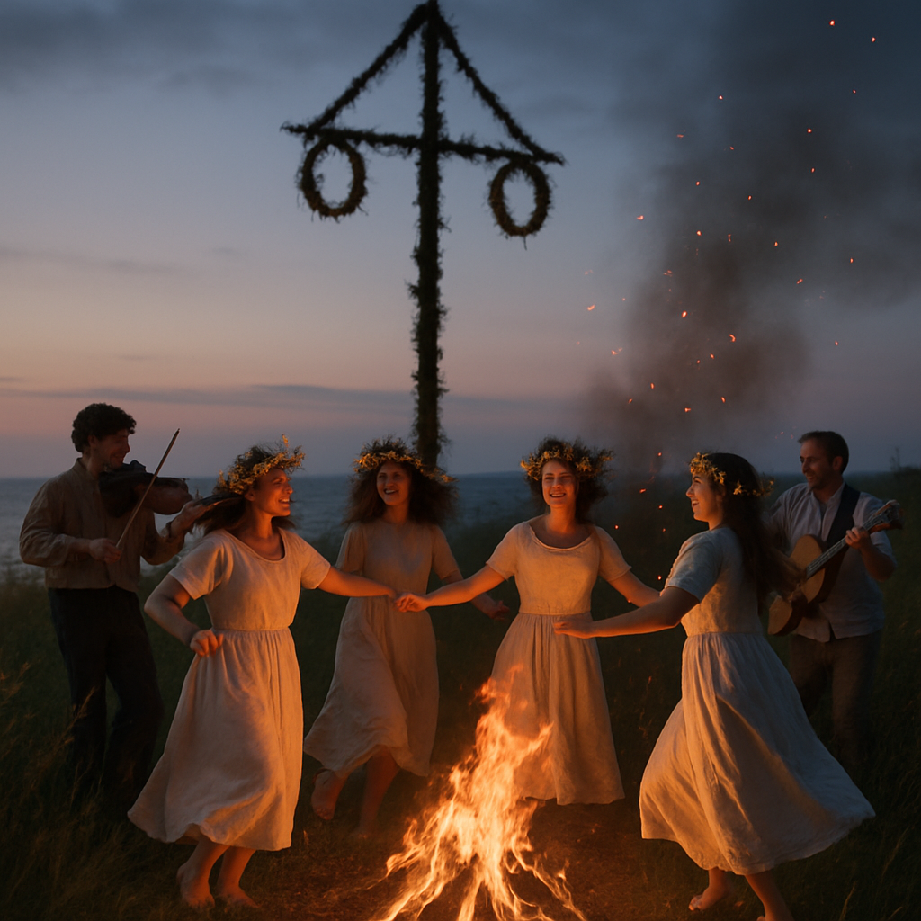 Midsummer Bonfire In Gotland Numbered painting kits