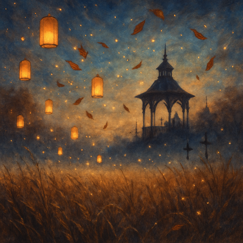 Autumn Meadow Of Floating Lanterns paint by numbers