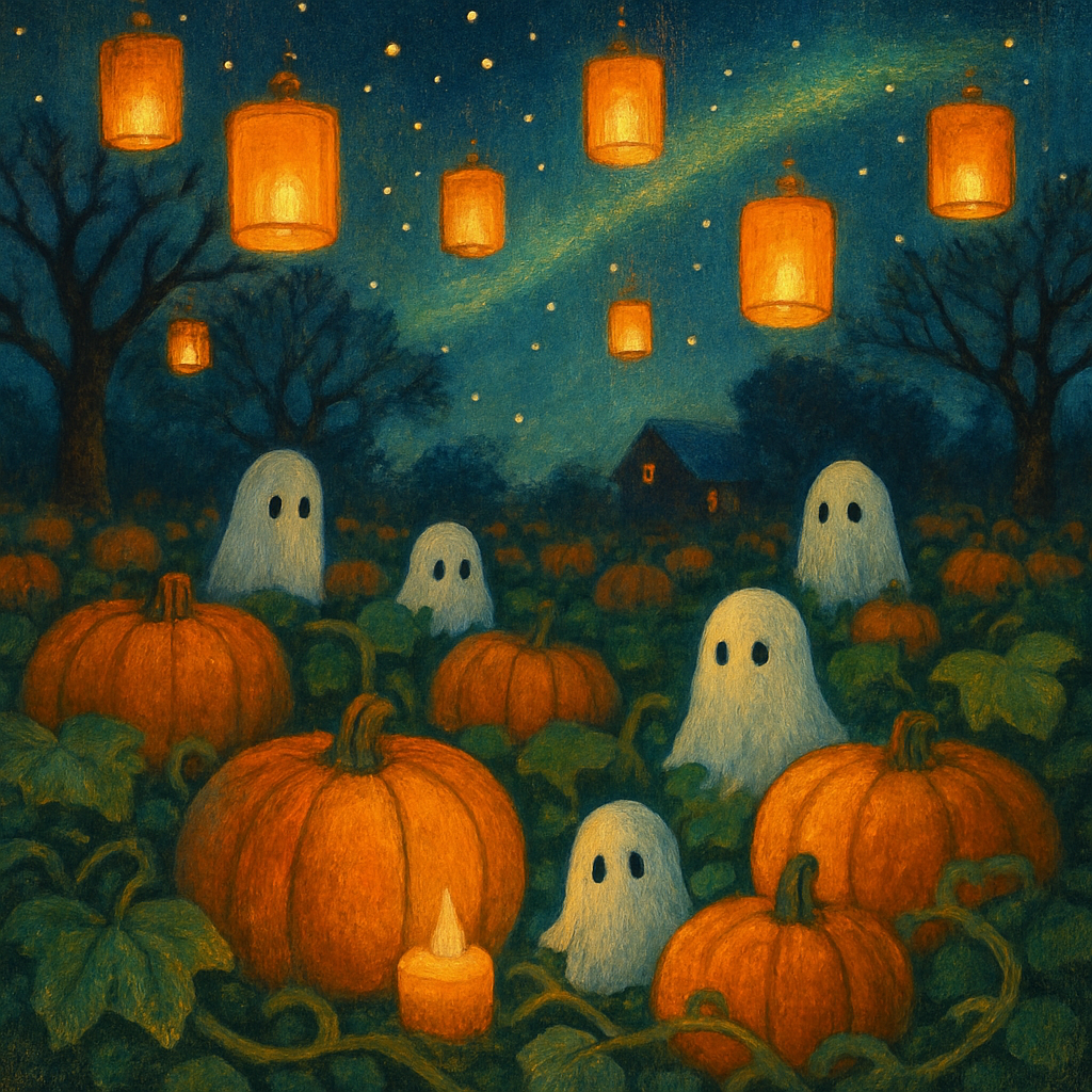 Lanterns Over The Pumpkin Patch Number painting