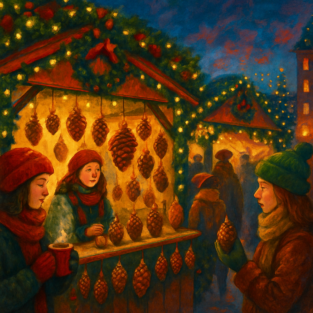 Pinecone Market At Dusk painting number kit