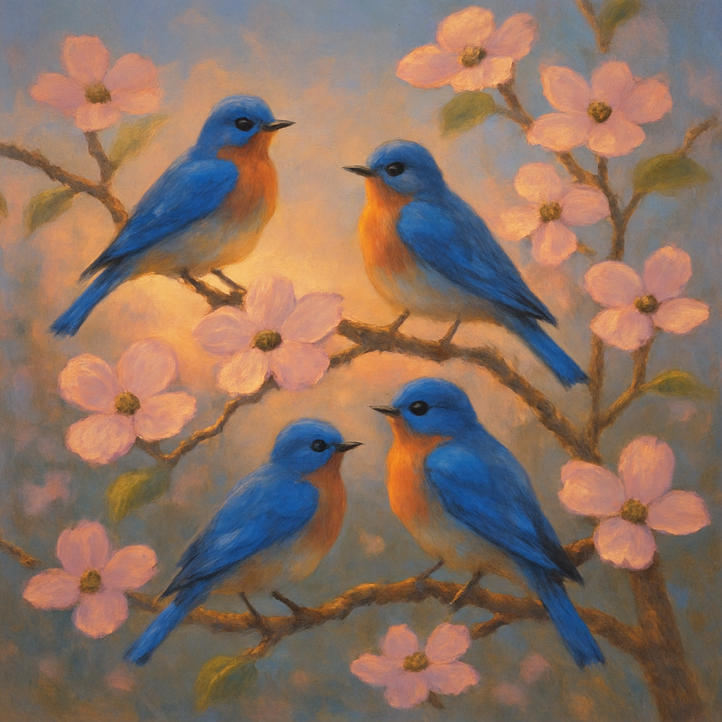 Twilight Bluebird Sanctuary Painting by numbers kit