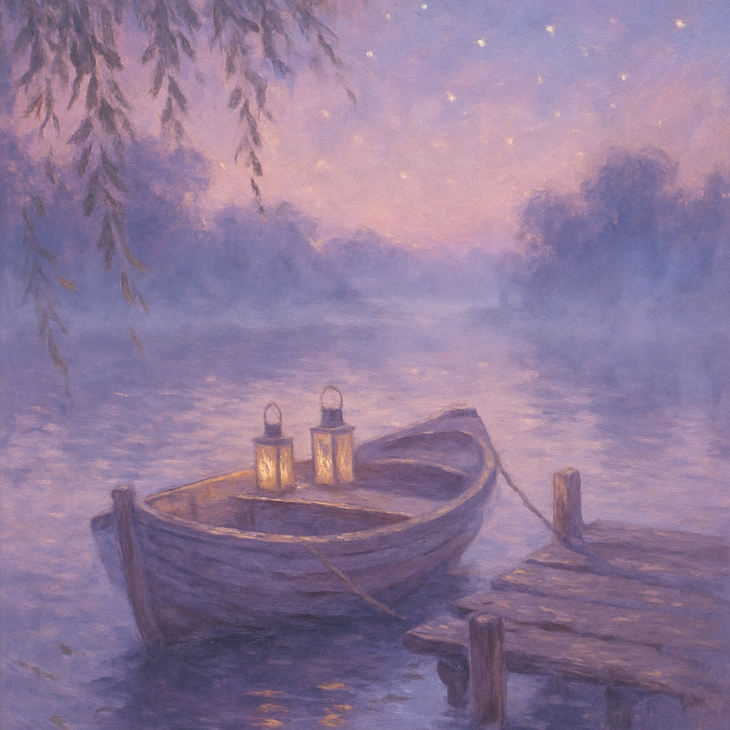 Rowboat Under Lavender Twilight Numbered painting kits