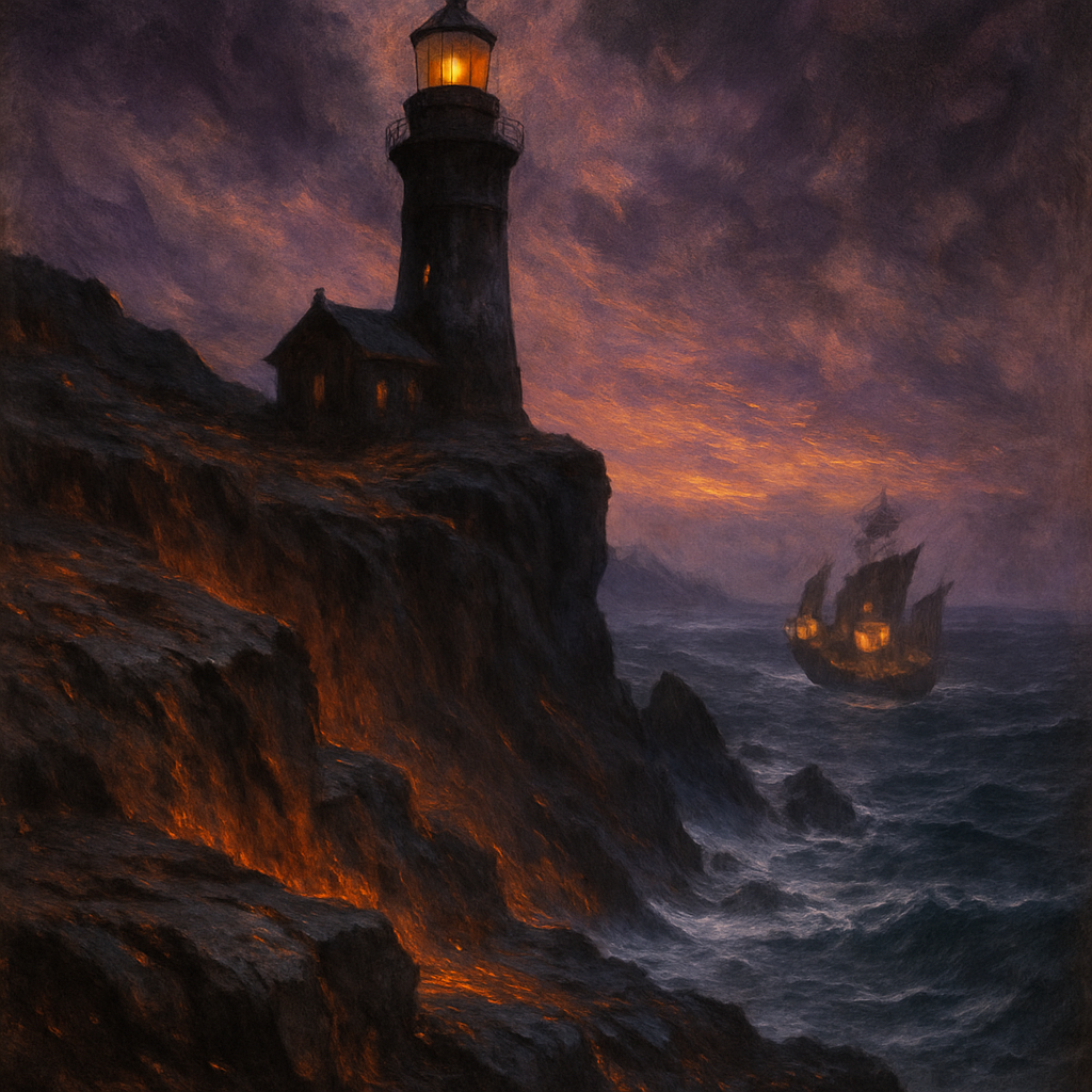 Phantom Lighthouse On Ember Cliffs paint by color