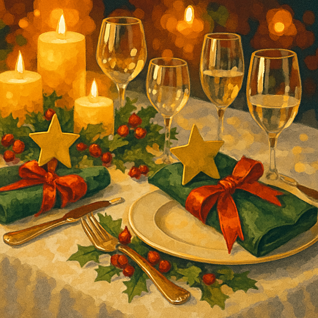 Ribboned Holiday Feast Paint by numbers art
