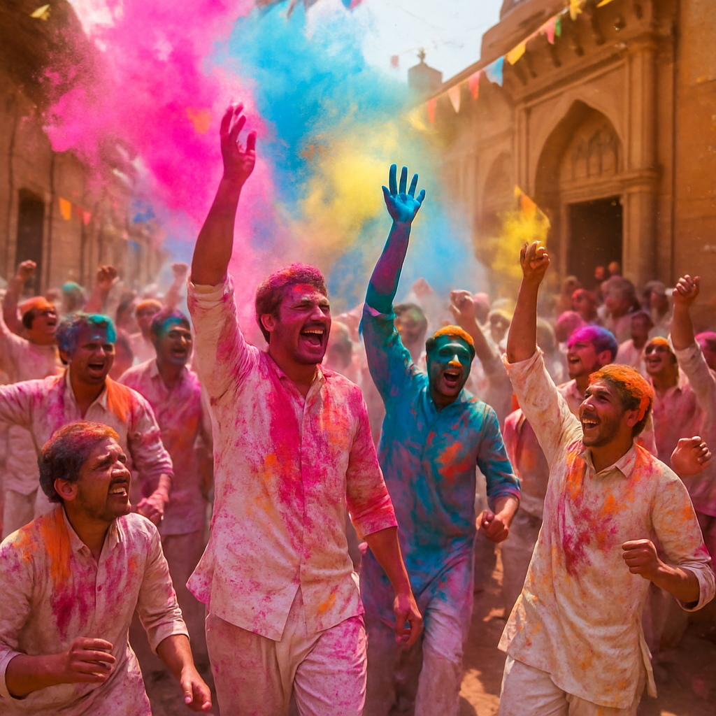 Vibrant Holi Festival Colors In Vrindavan painting number kit