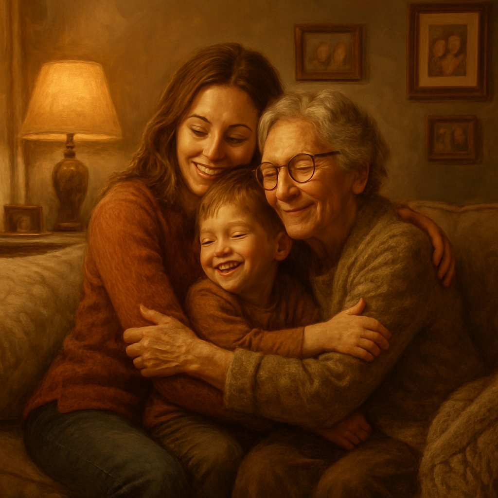 Embrace Of Generations In Cozy Living Room DIY paint by numbers