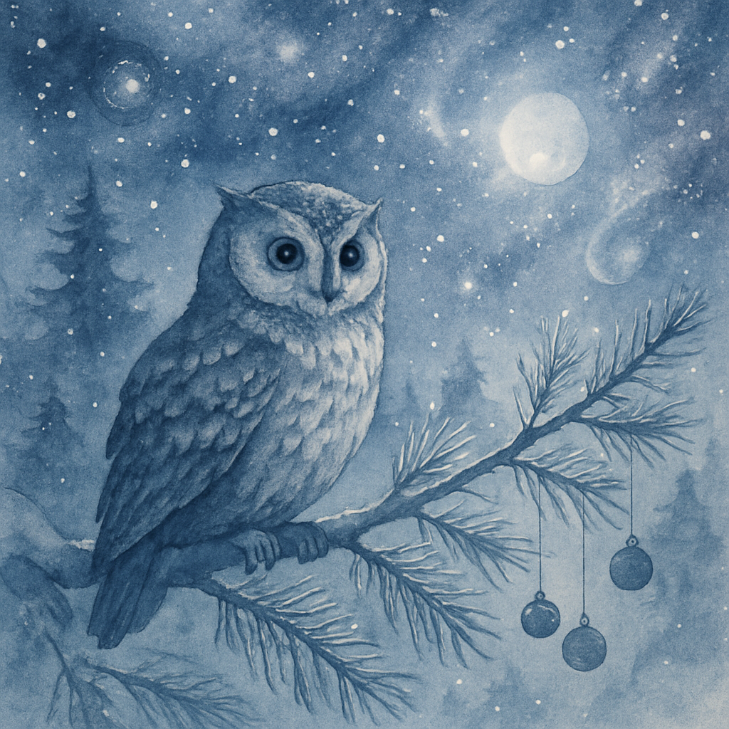 Stargazer Owl On Frostbound Bough paint by numbers