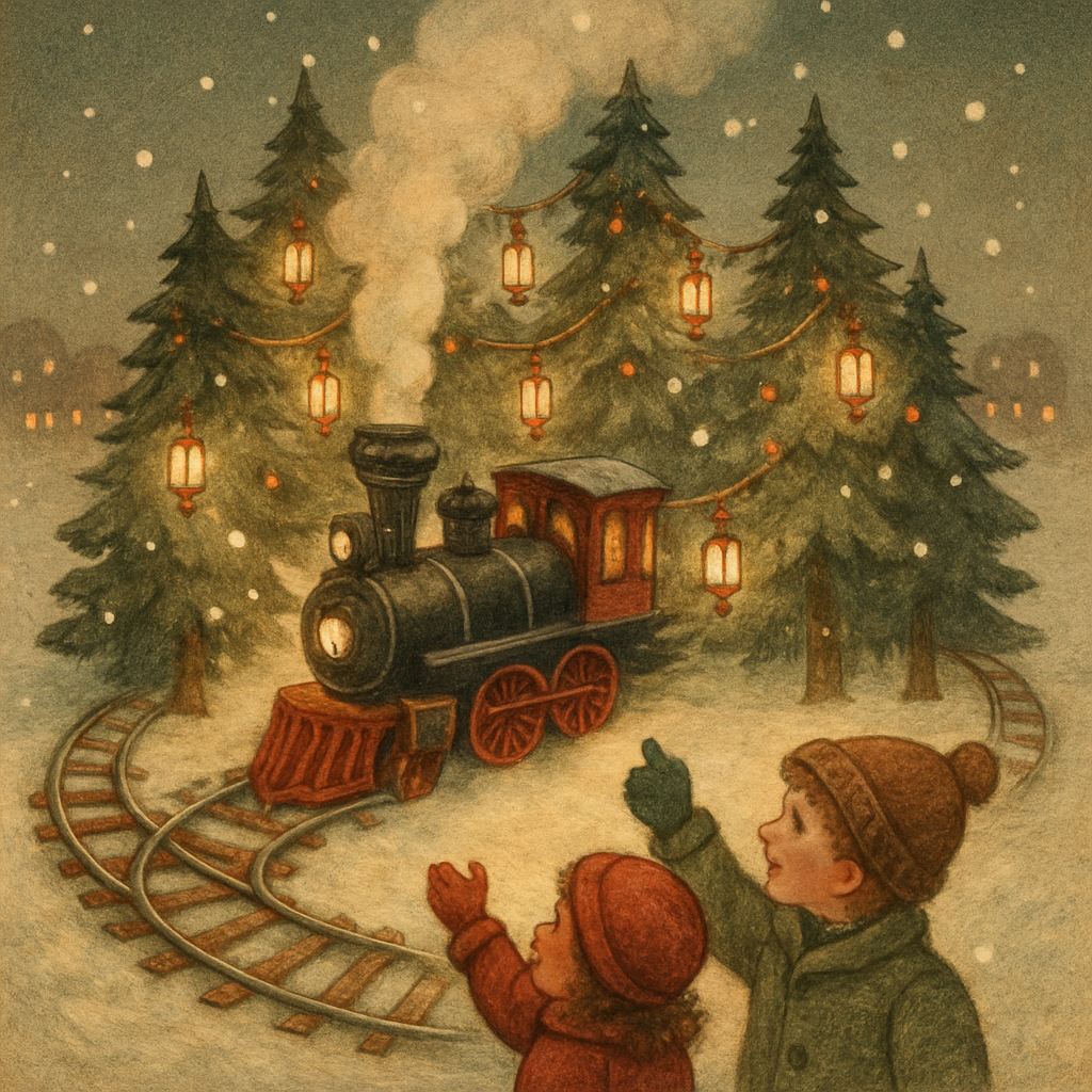 Toy Train Under Lantern Pines DIY paint by numbers