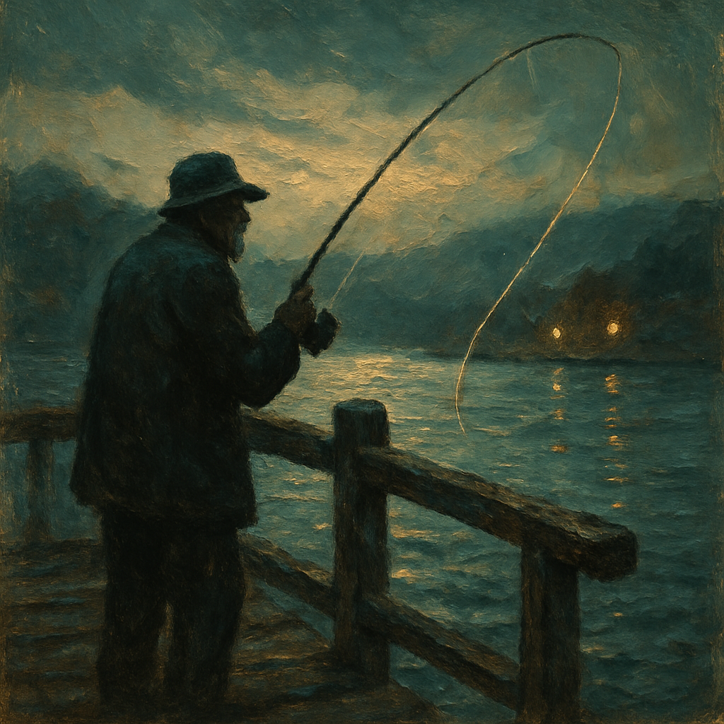 Twilight Fisherman On Foggy Inlet paint by color