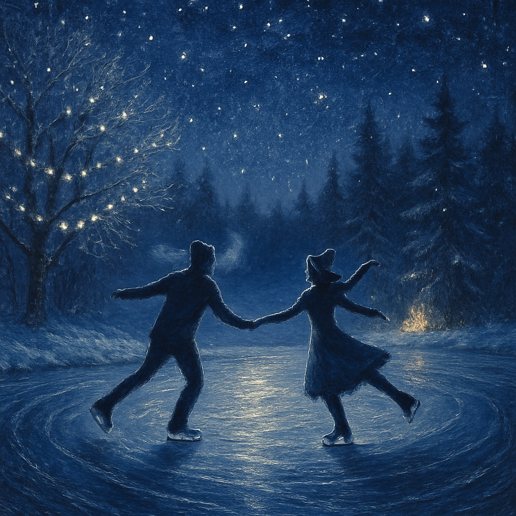 Starlit Ice Skater Duet Number painting