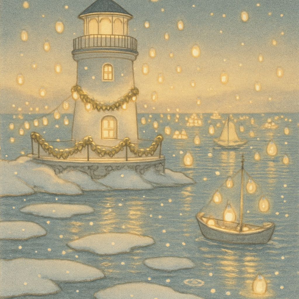 Winter Lighthouse Lantern Festival Number painting