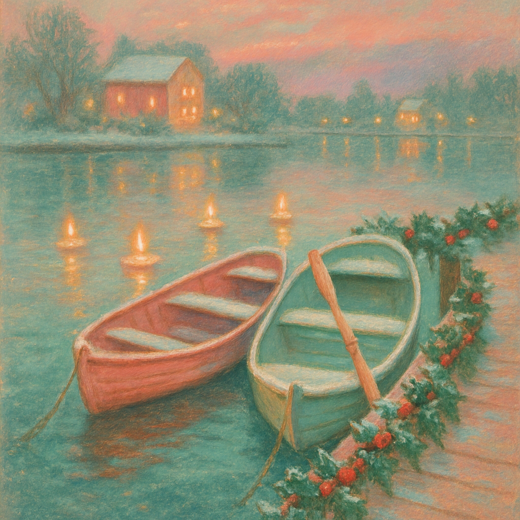 Holly Harbor Candlelight Row Number painting