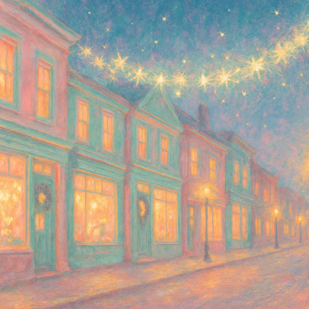 Stellar Garland Over Main Street Number painting