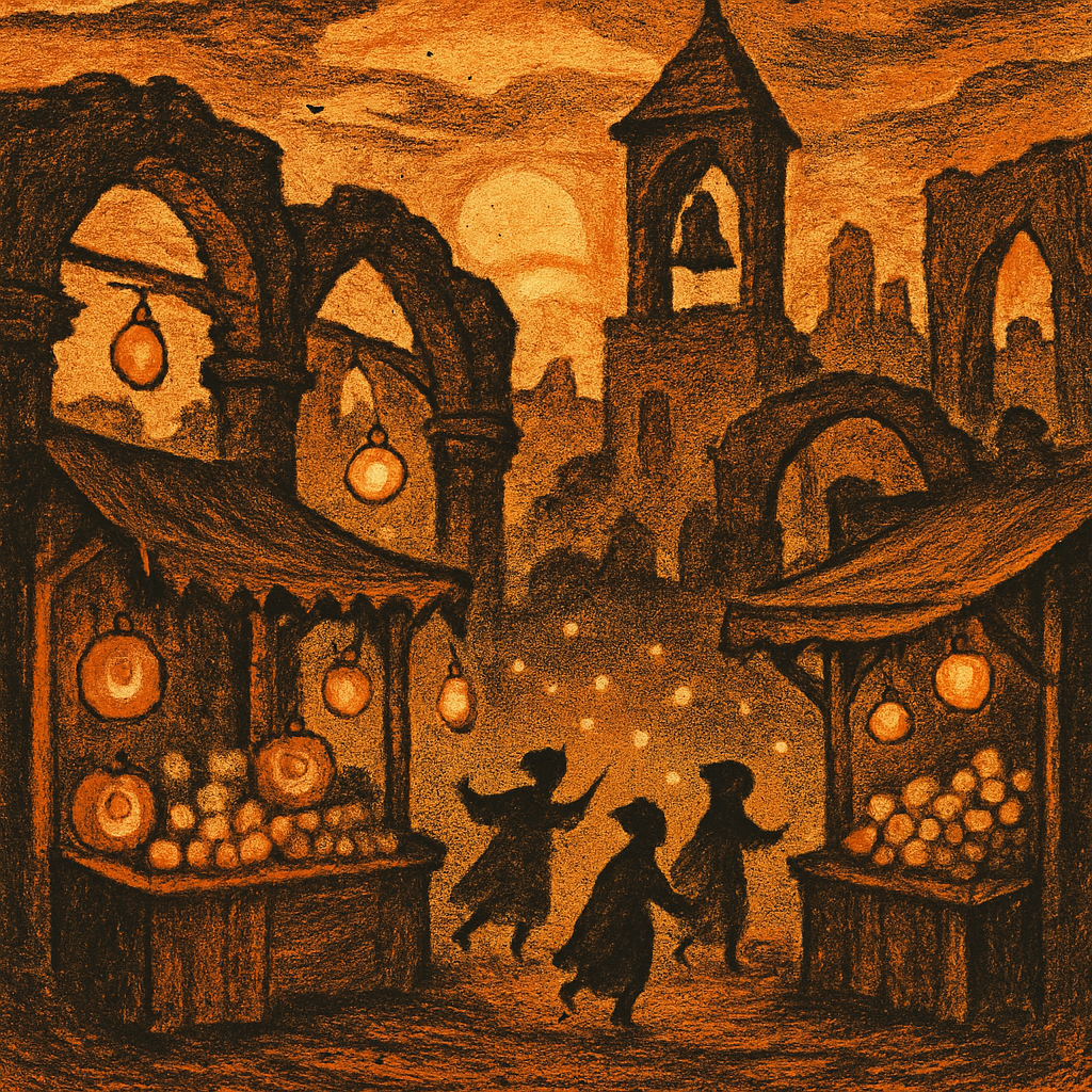 Moonlit Market By The Ruins paint by number