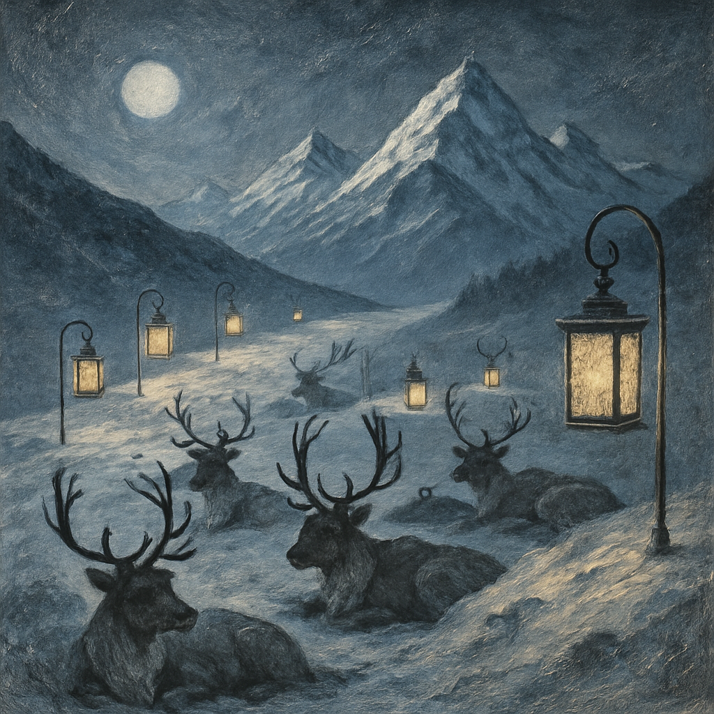 Lanterned Ridge Reindeer Rest Paint by numbers kits