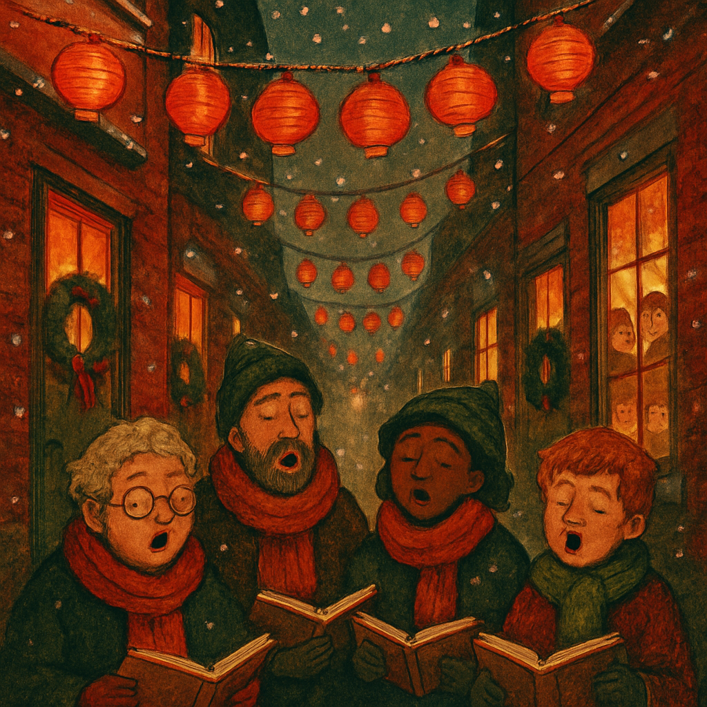 Merry Lantern Alley Choir paint by numbers