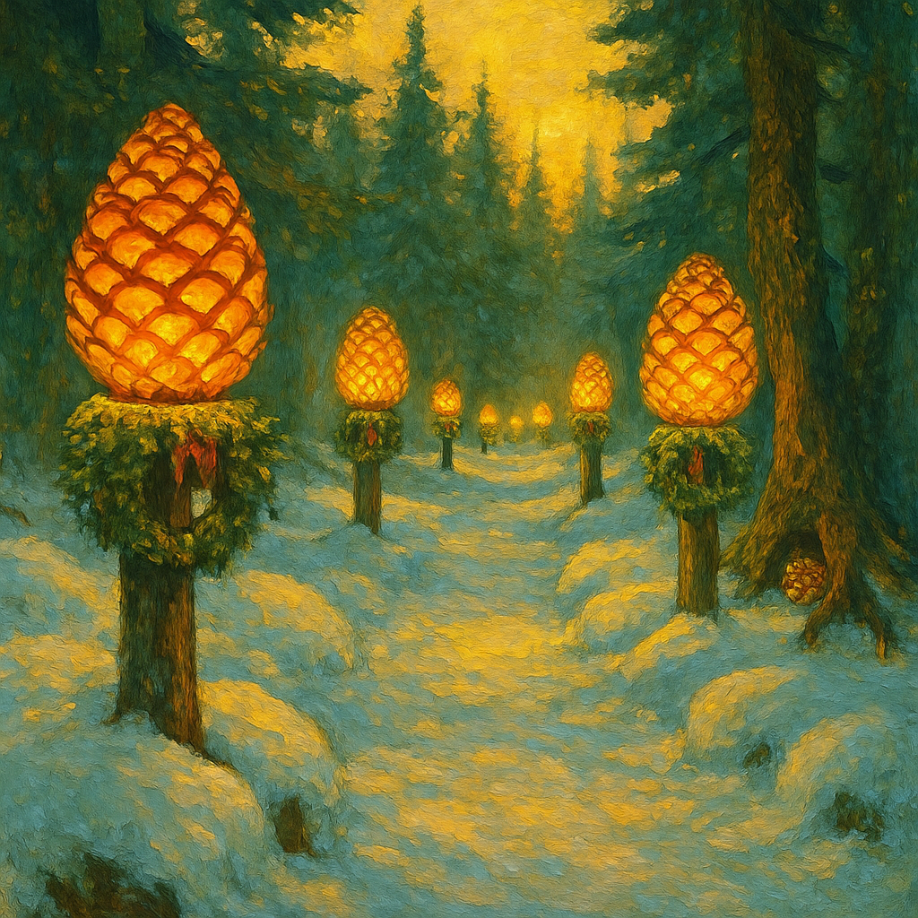 Glowing Pinecone Lantern Walk painting number kit