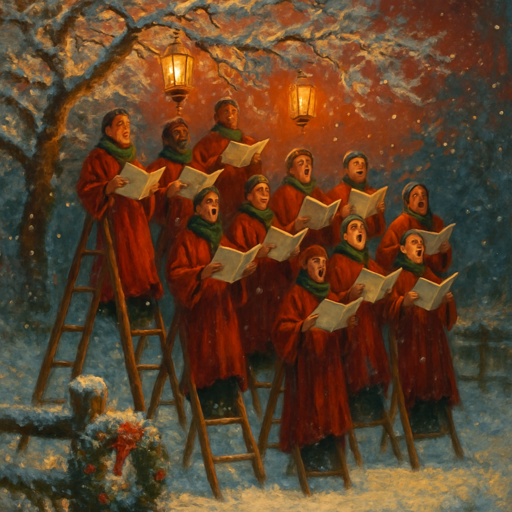 Holiday Orchard Lantern Choir Numbered painting kits