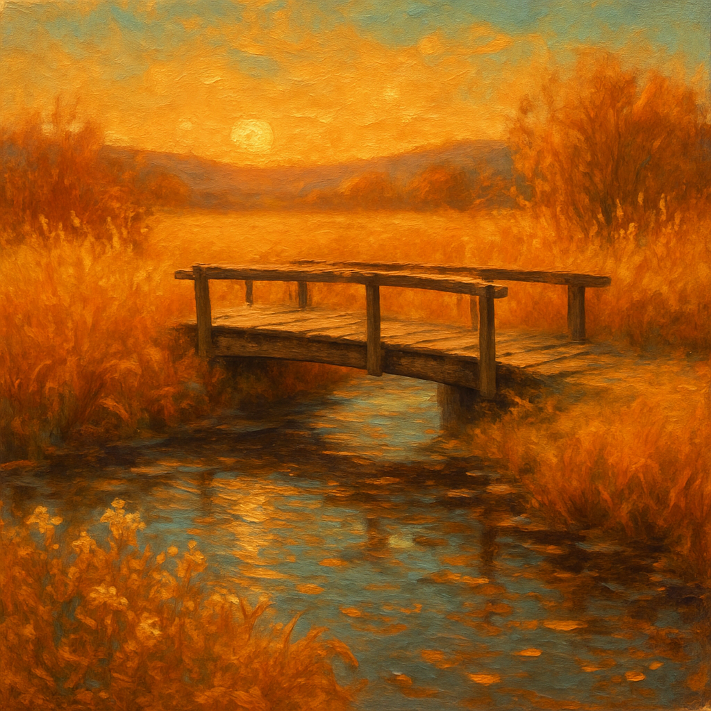 Bridge Over Amber Meadow Numbered painting kits
