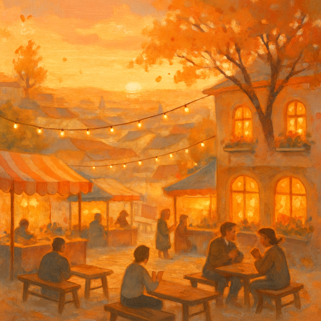 Sunset Market On Hill Number painting