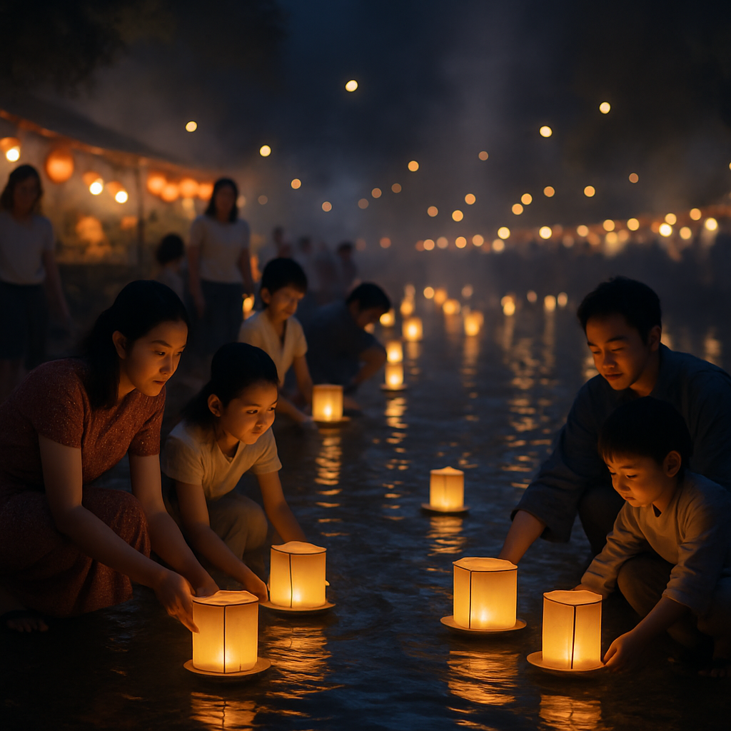 Chinese Lantern Festival Riverside Glow paint by color
