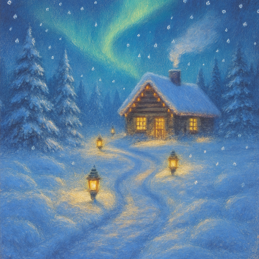Snow Lantern Path To The Cabin Paint by numbers kits