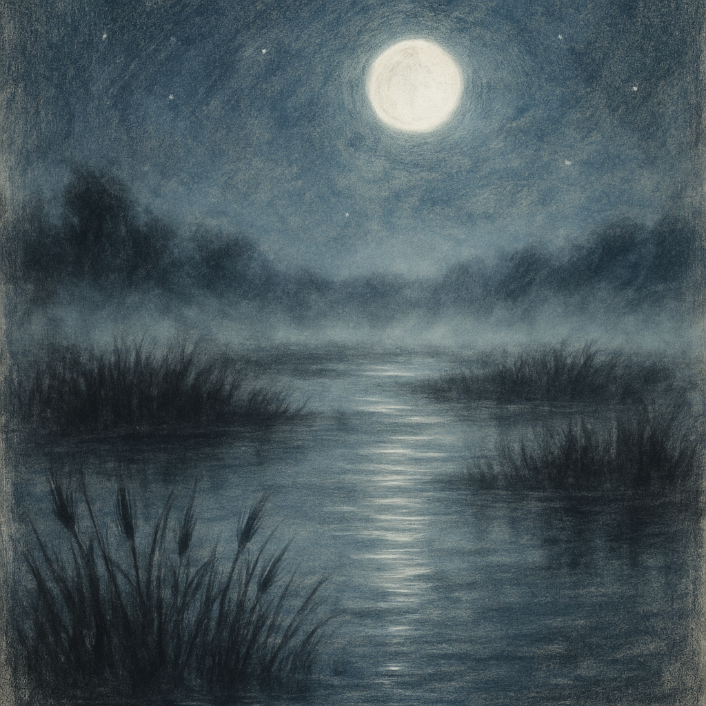 Moonlit Marsh Reflection paint by numbers