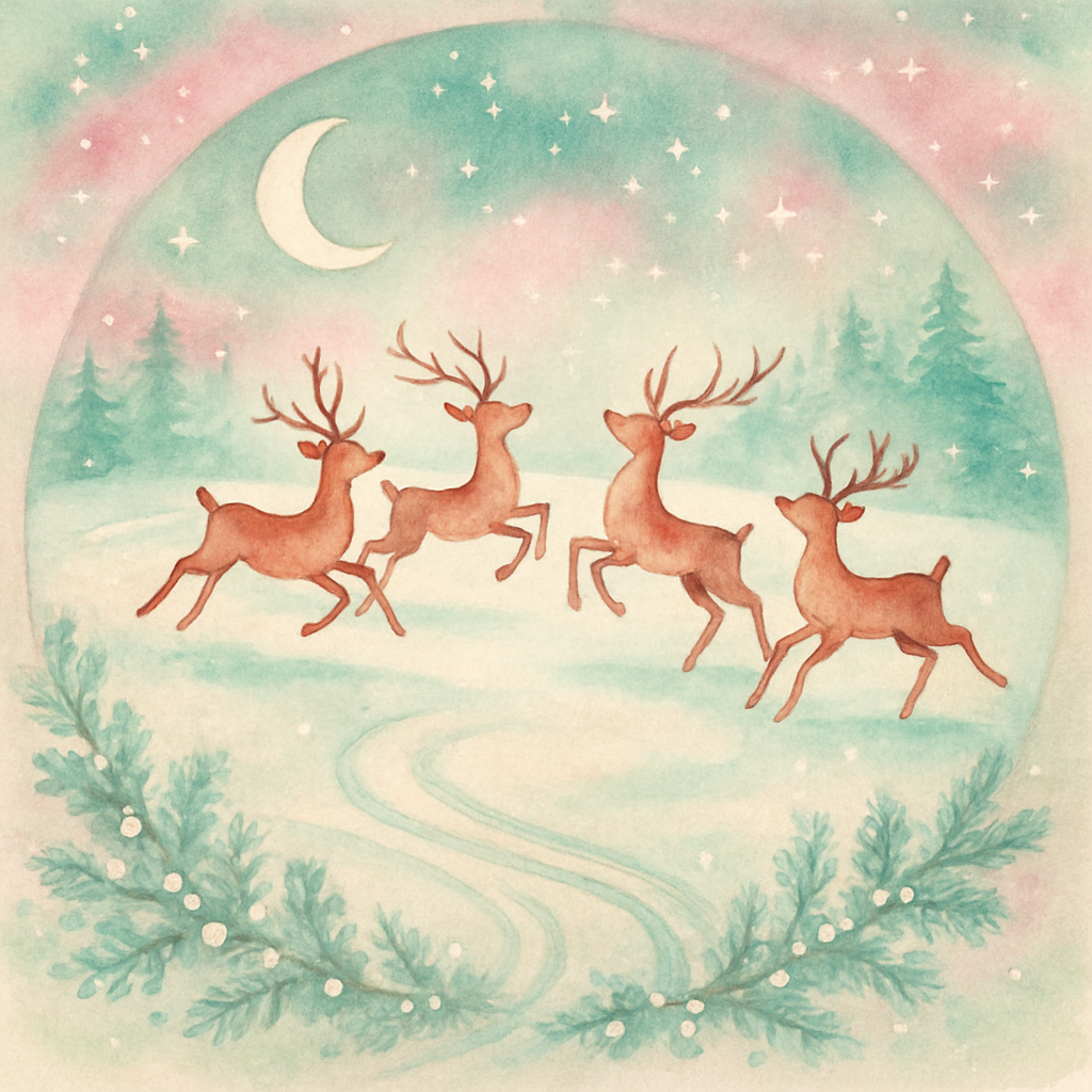 Reindeer Moonlight Carousel paint by color