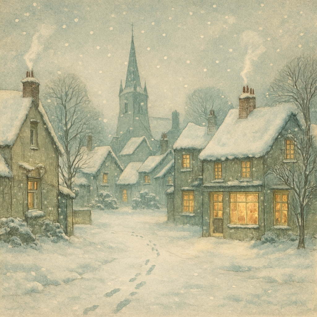 Village Under Slow Snow paint by numbers