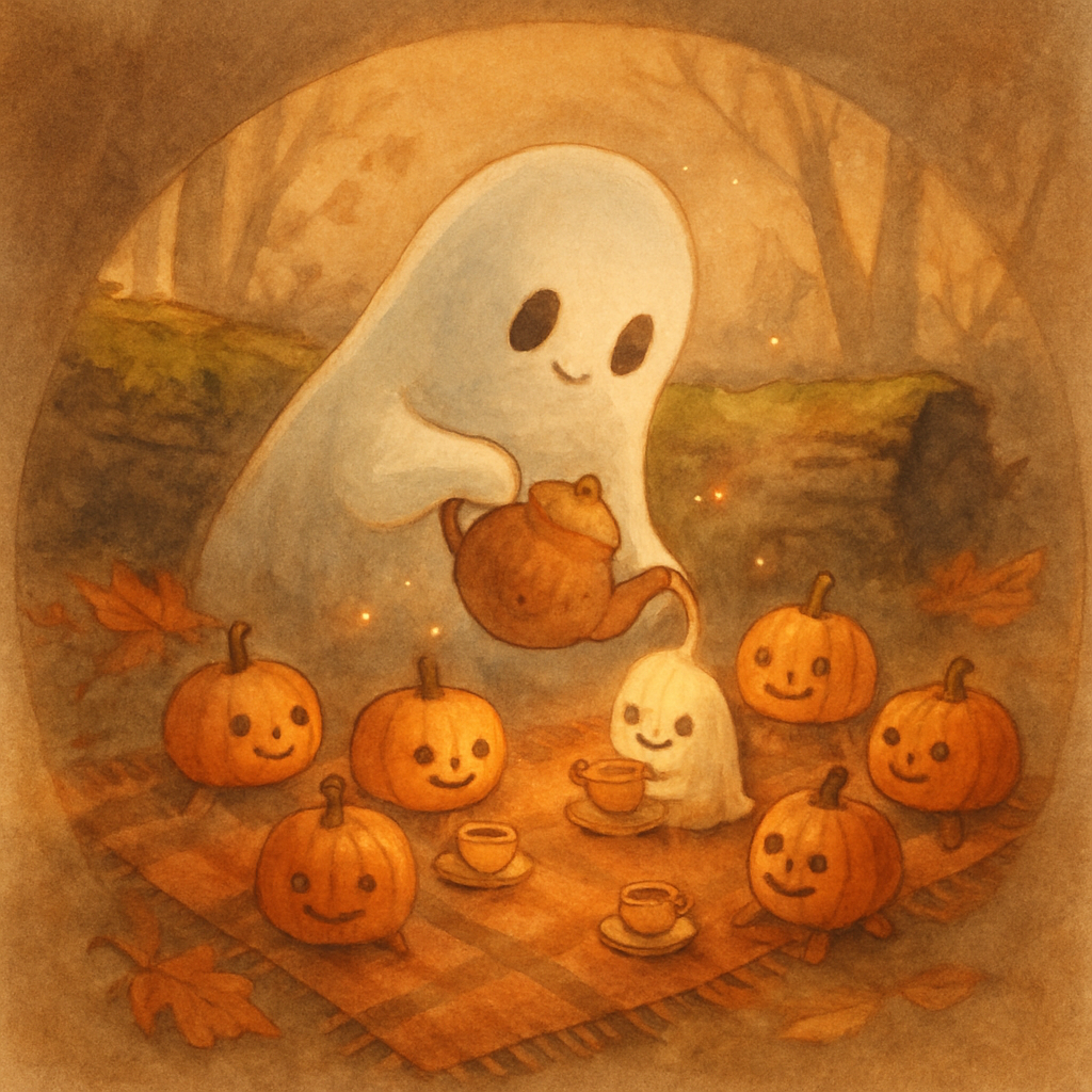 Cozy Ghost Tea Time Number painting