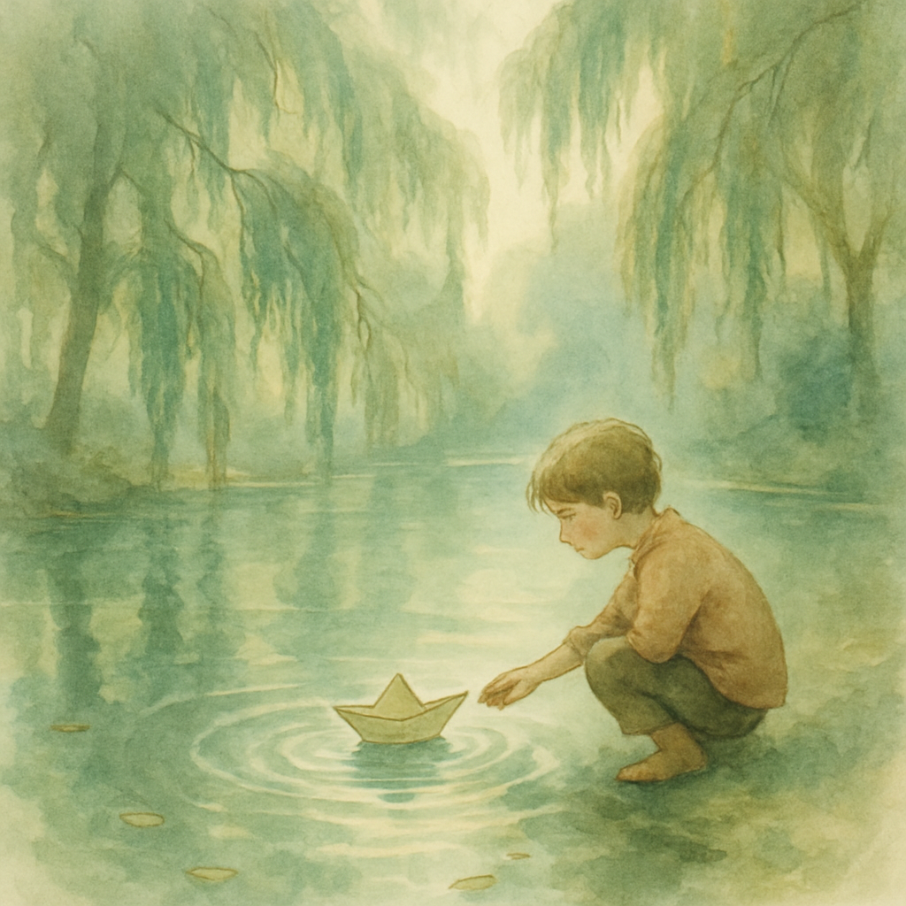 Misty Willow Pond Cozy Scene paint by numbers