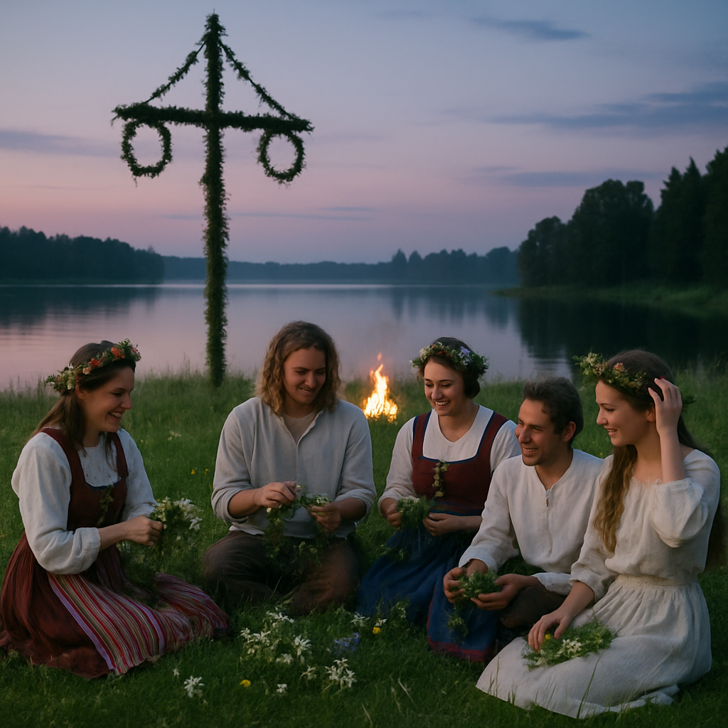 Midsummer Bonfire And Flower Crown Numbered painting kits