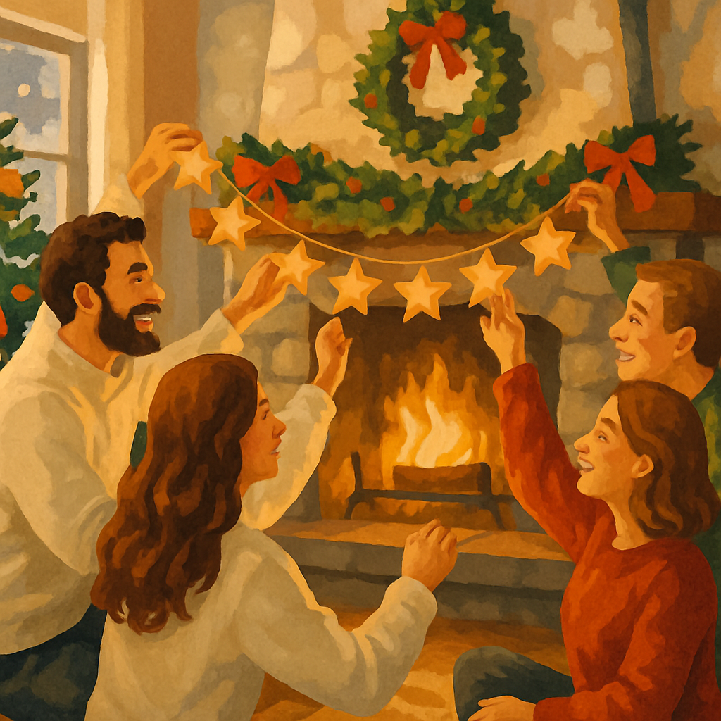 Fireside Star Garland Paint by numbers art
