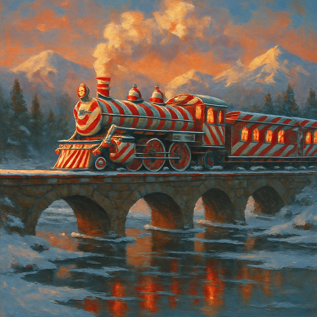 Peppermint Polar Express Crossing Numbered painting kits