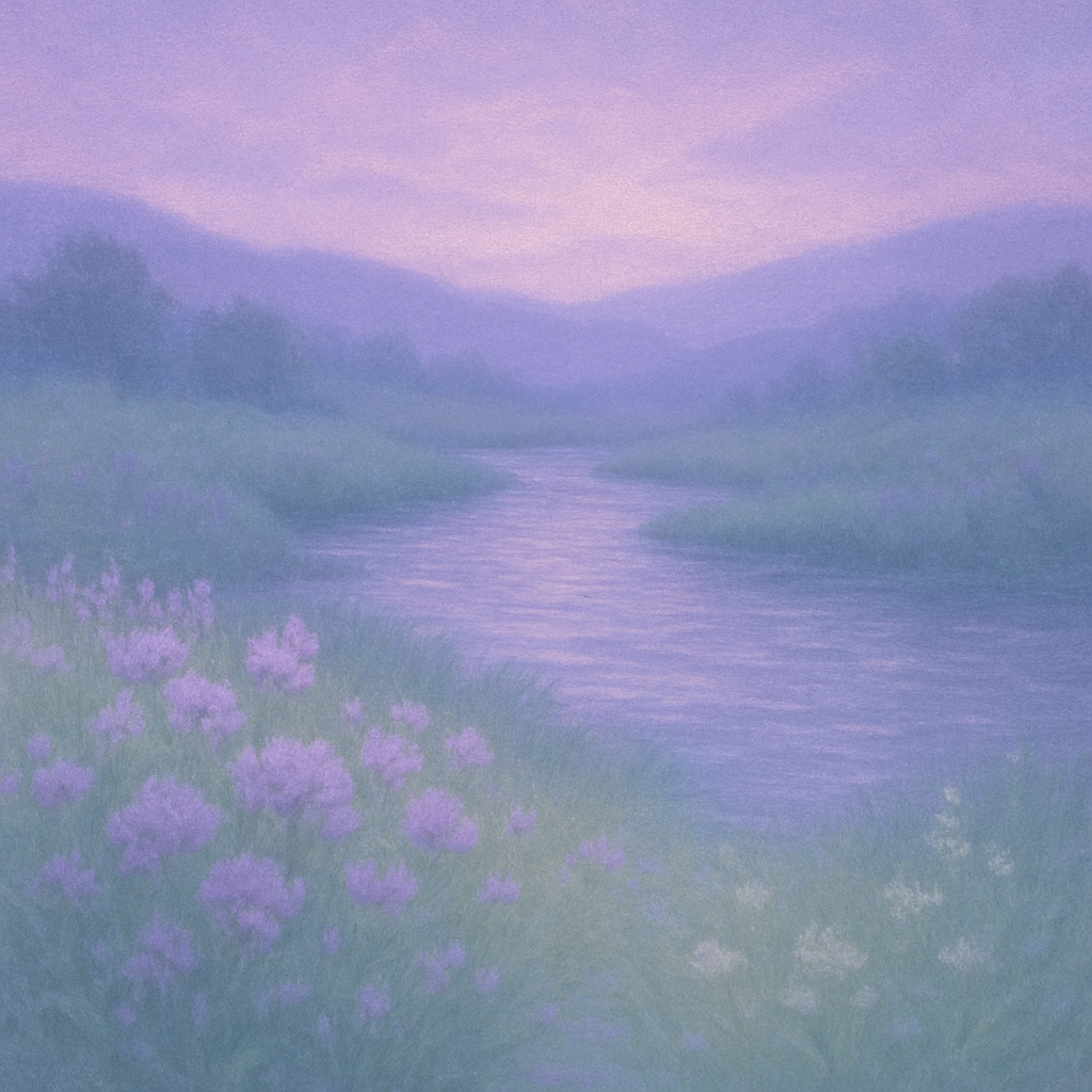 Serene Riverside Meadow With Lavender Glow Number painting
