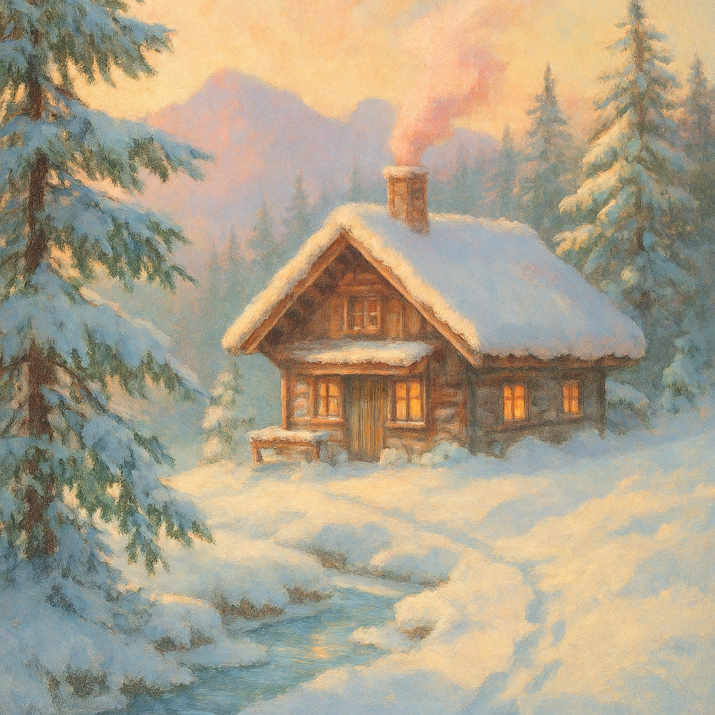 Mountain Chalet Winter Serenity paint by number